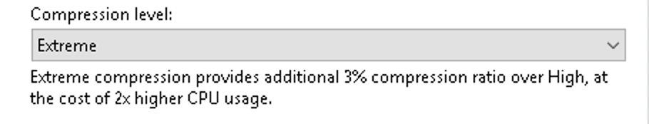 Veeam compression level Extreme feedback