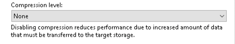Veeam compression level None feedback
